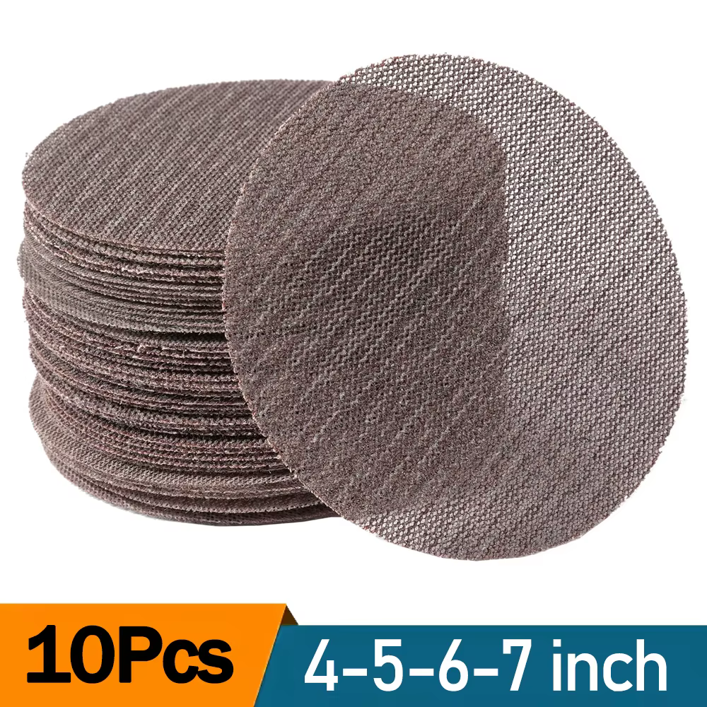 10 pièces 4/5/6/7 pouces disques abrasifs à mailles crochet et boucle disque abrasif sans poussière Anti-blocage papier de verre de meulage tranchant pour meubles en bois