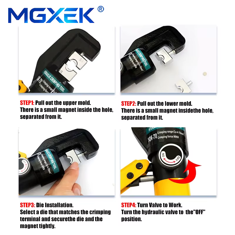 Pince à sertir hydraulique MGXEK YQK-70 pour cosses de câble 4-70mm² – Outil de compression 6T – Outils hydrauliques domestiques