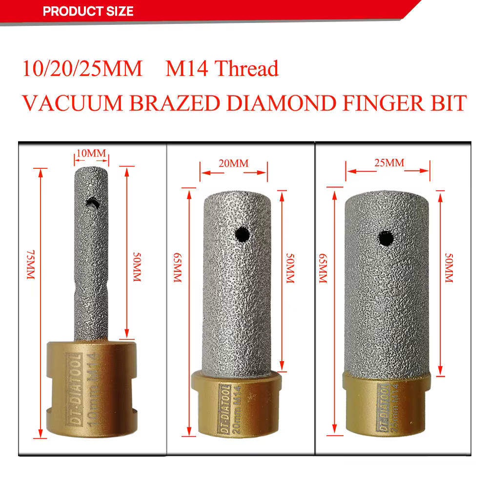 DIATOOL 2 pièces/ensemble 10mm tige de meulage en diamant brasé sous vide avec connexion M10 sur meuleuse pour fraises