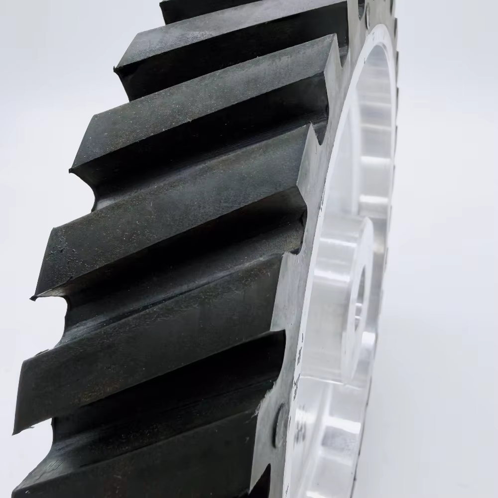 Roue de contact en caoutchouc rainurée 250*50*25/32mm pour ponceuse à bande et polisseuse