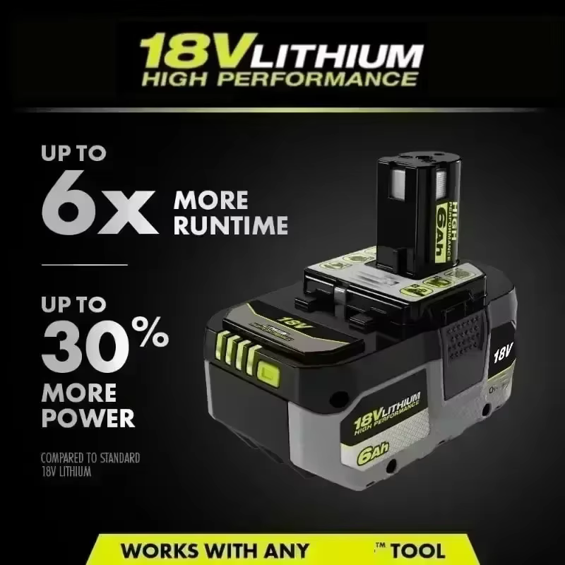 Batterie Li-ion pour RYOBI 18V 4Ah/ 6Ah/ 8Ah