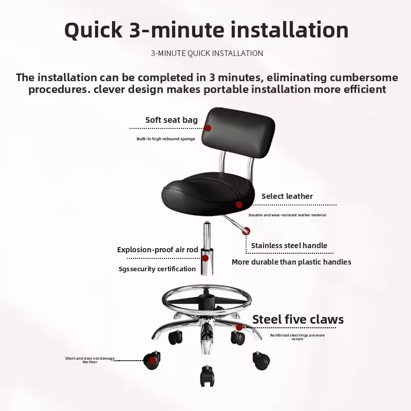 Chaise de selle multifonctionnelle, tabouret de cuisine, chaise de barbier à dossier réglable, chaise haute pour caissier de comptoir, articles ménagers