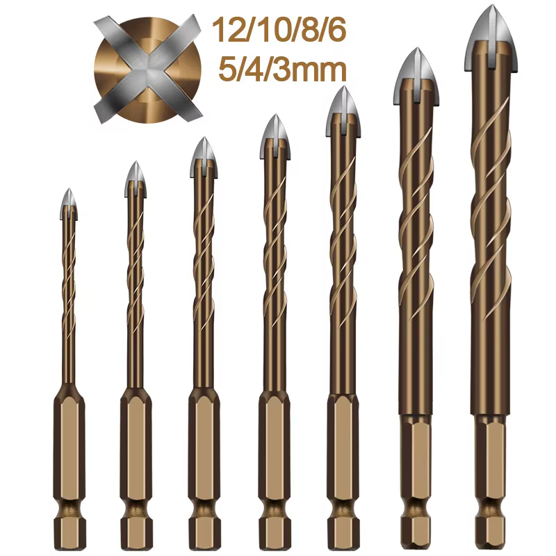 Croix hexagonale carrelage verre ciment métal céramique bois plastique trou scie Triangle alliage foret taille 3mm 4mm 5mm 6mm 8mm 10mm 12mm