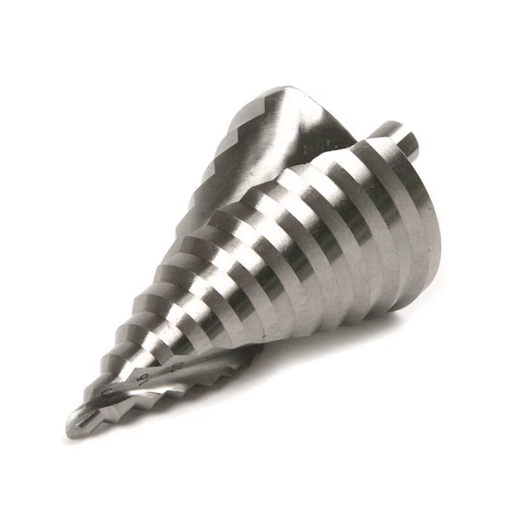 Foret étagé 6-60mm, rainure en spirale, coupe-trou de pagode, feuille de métal, foret conique, tige triangulaire, ouvre-trou étagé