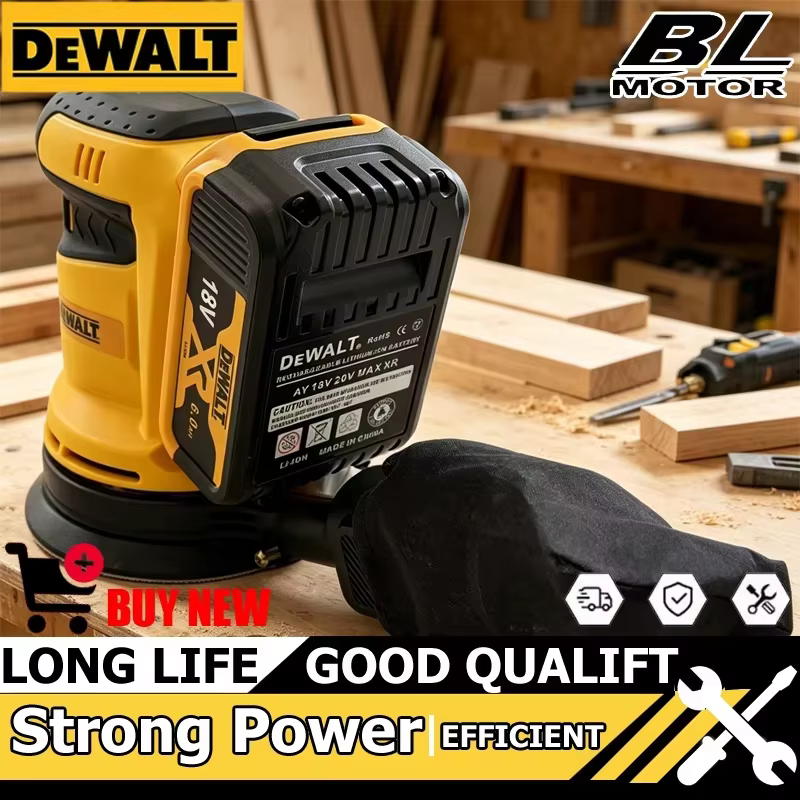 Ponceuse orbitale DEWALT 18V/20V avec aspiration des poussières pour le polissage du bois intensif dans la construction et l'atelier