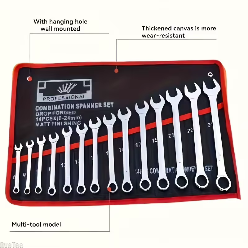 Organisateur d'outils à 14 poches. Sac de rangement pour clés durable avec poignée portable. Idéal pour l'organisation du garage et de l'atelier.