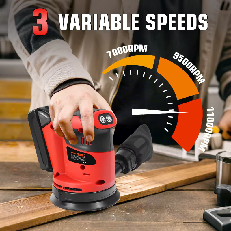 Ponceuse orbitale aléatoire sans fil portable compatible avec les batteries Makita/Milwaukee 18V