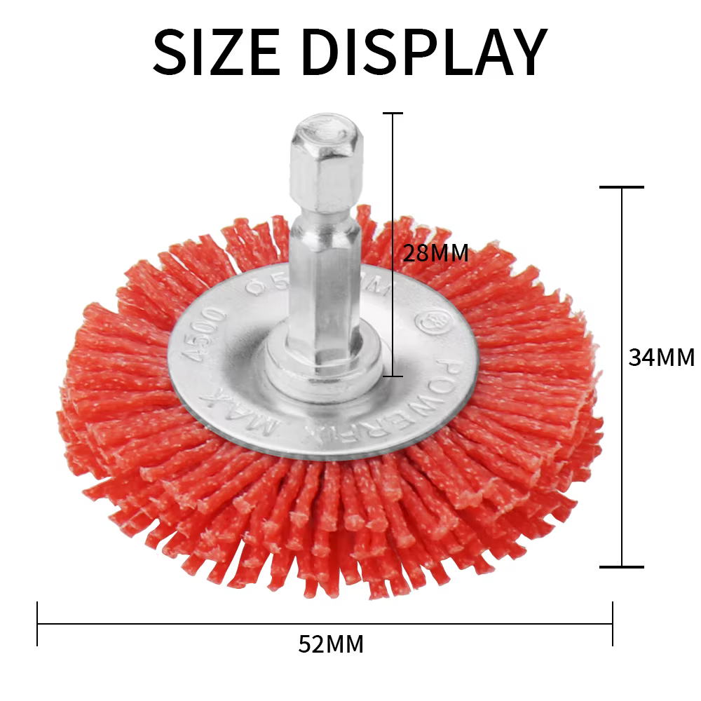 Brosse plate en Nylon, roue métallique Abrasive pour perceuse