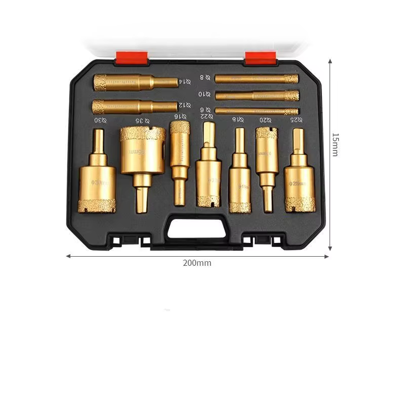 Kit de 12 forets diamantés brasés de 6-35 mm pour meuleuse d'angle, ouvre-trous, pour verre, marbre, granit, céramique, pierre