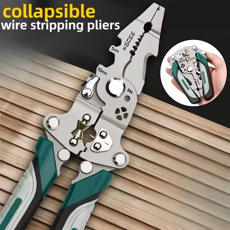Pince à dénuder multifonctionnelle en acier inoxydable avec un design pliable