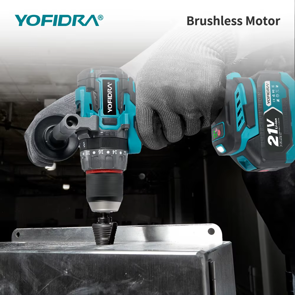 YOFIDRA 700N.M perceuse à percussion électrique sans brosse tournevis sans fil plaques sol travail du bois outil électri