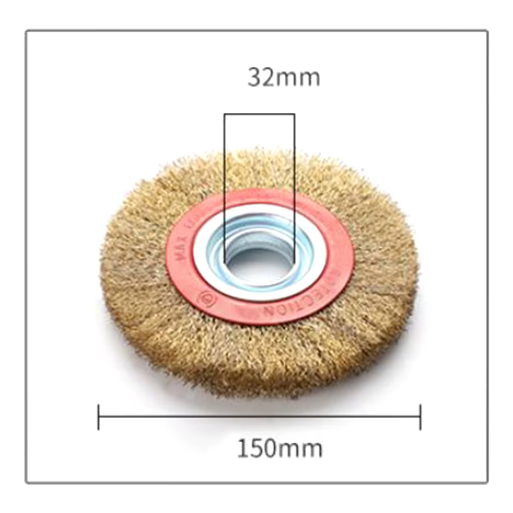 Brosse à roue métallique de 6 pouces en acier inoxydable, pour meuleuse d'établi, polissage, ébavurage, élimination de la rouille et de la peinture, roue de brosse métallique pour perceuse