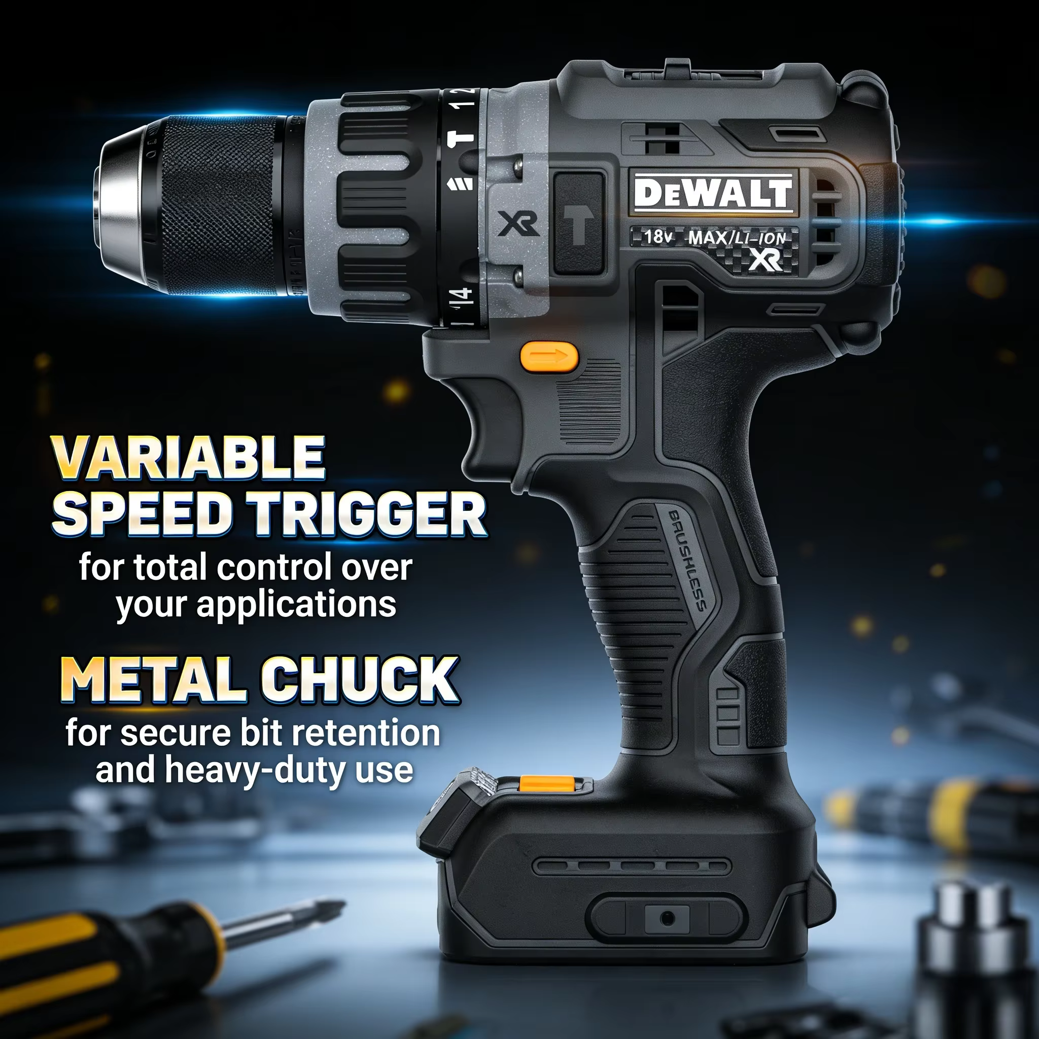 Perceuse-visseuse compacte sans balais DEWALT DCD791 : Outil électrique sans fil rechargeable multifonctionnel pour des applications polyvalentes