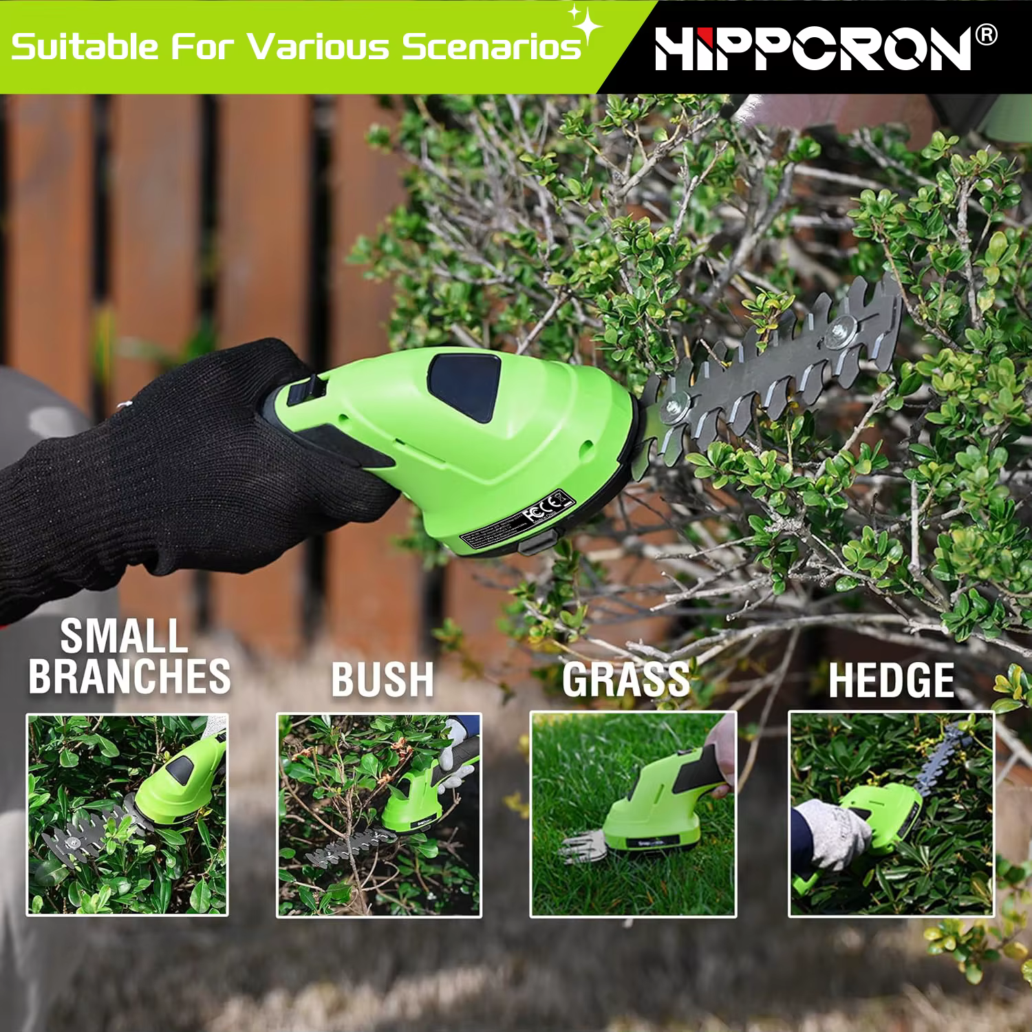 HIPPCRON Kit de taille-haie électrique portable 2-en-1 sans fil