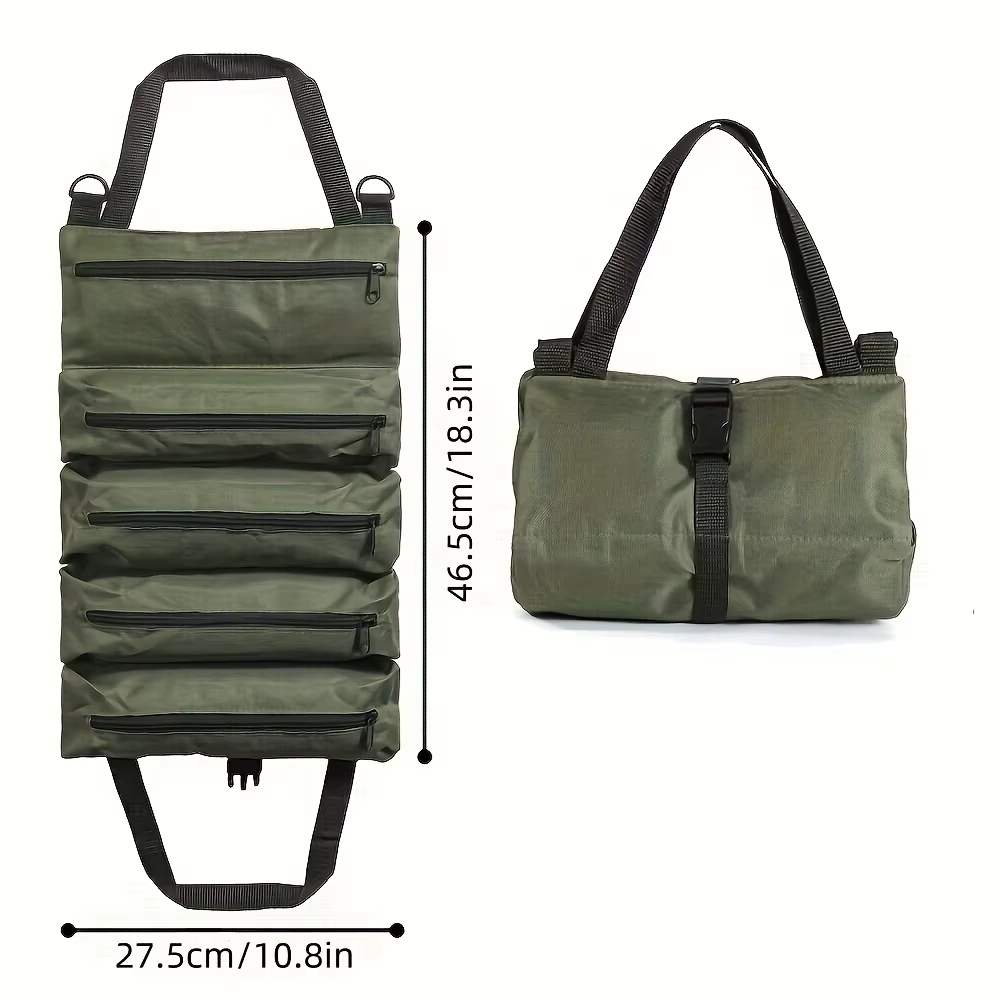 Sac à outils enroulable robuste-organisateur multi-outils en tissu Oxford rangement de garage tout-en-un pour mécaniciens/électriciens/charpentier