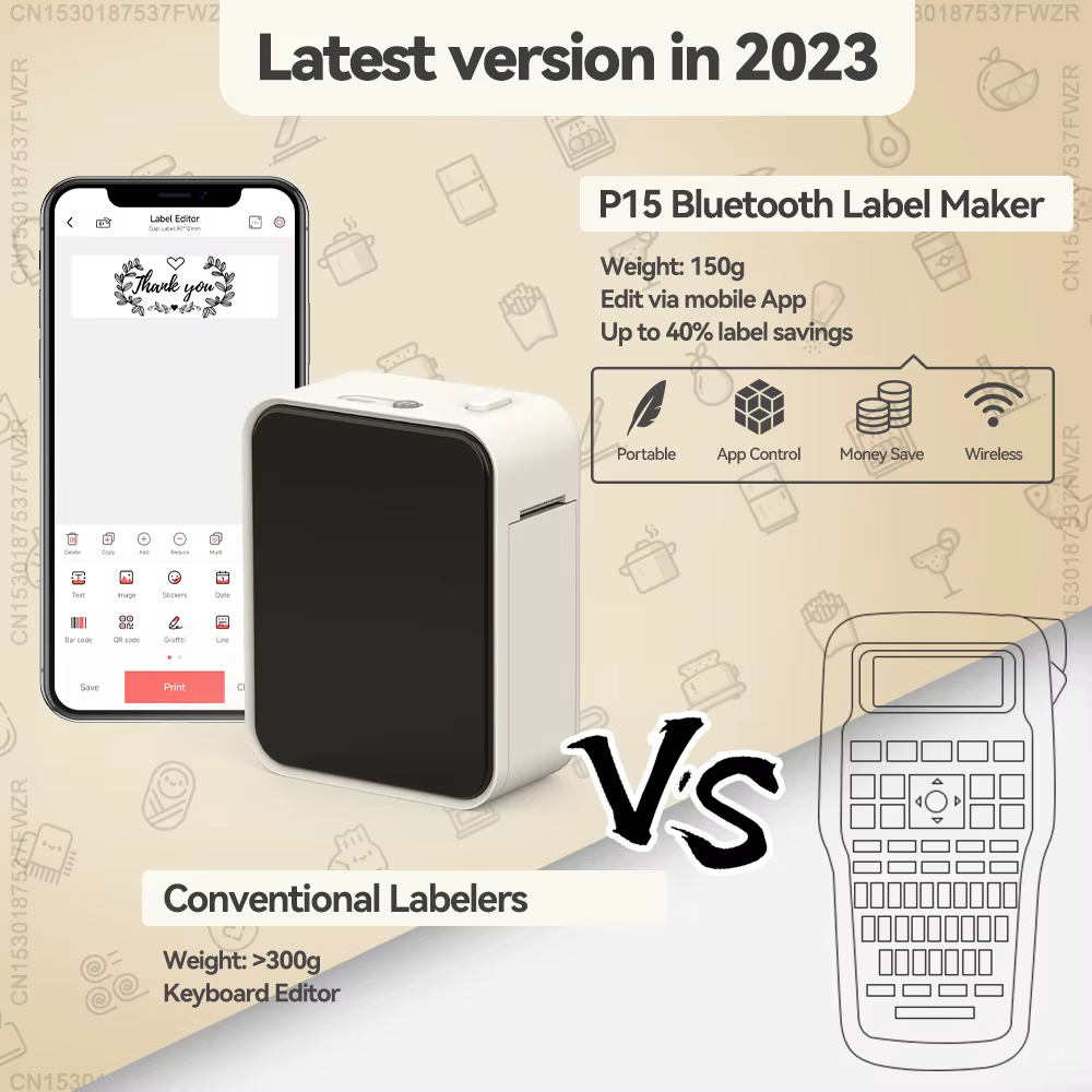 Marklife P15 imprimante d'étiquettes similaire à D11 D110 D101 Q30 étiqueteuse thermique Portable sans encre sans fil