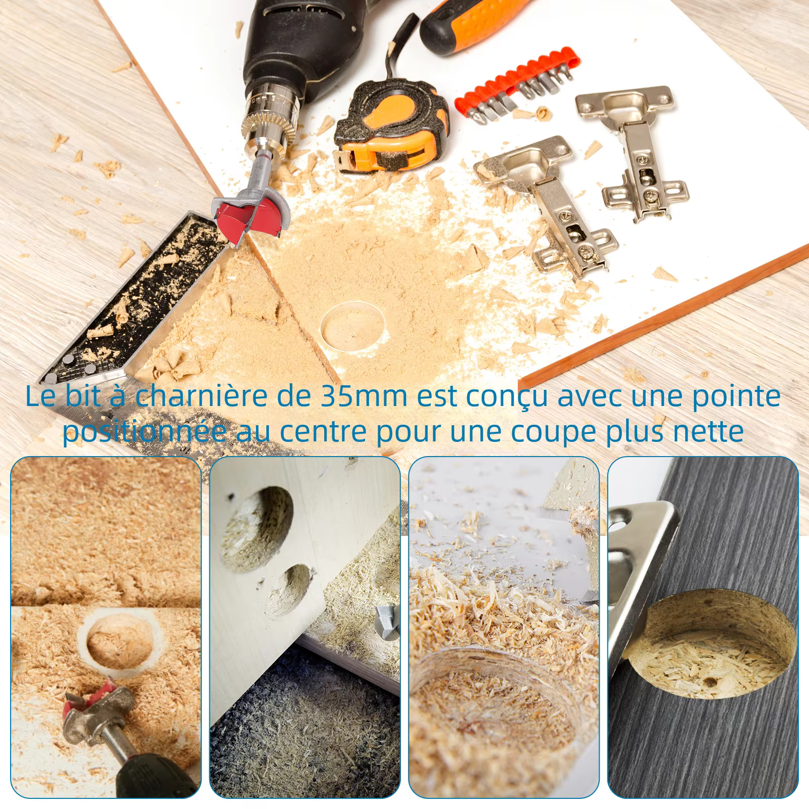 Gabarit de perçage de charnière dissimulé avec foret de 35mm