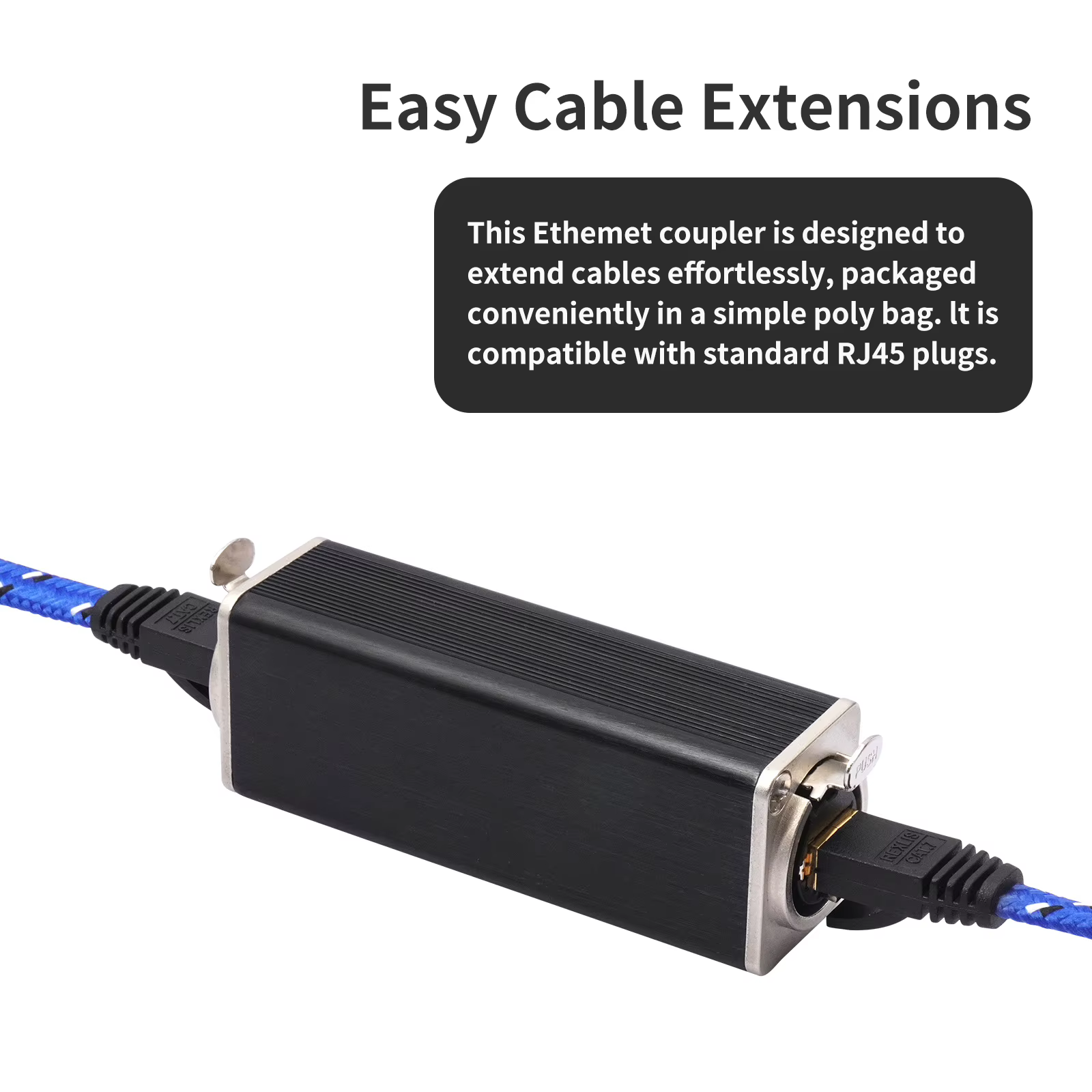 Connecteur RJ45 femelle-femelle en ligne avec système de verrouillage à ressort reconnu, coupleur Ethercon pour extensions de câbles