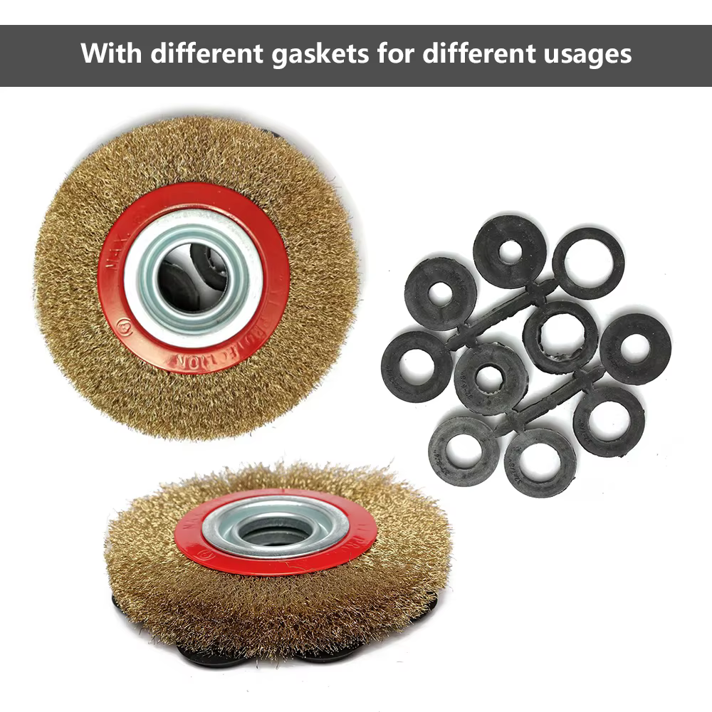 Brosse à roue métallique de 6 pouces en acier inoxydable, pour meuleuse d'établi, polissage, ébavurage, élimination de la rouille et de la peinture, roue de brosse métallique pour perceuse