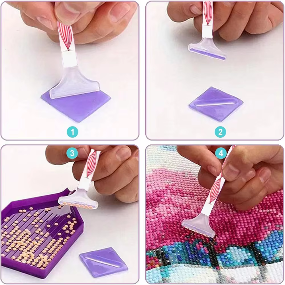 Kit d'outils de broderie diamant DIY, boîte de rangement 4 couleurs avec plateau, ensemble de pinces à cire et stylos, accessoires de broderie diamant 5D, outils d'artisanat