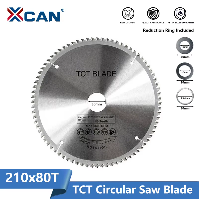 XCAN lame de scie circulaire 210x30mm 80T TCT disque