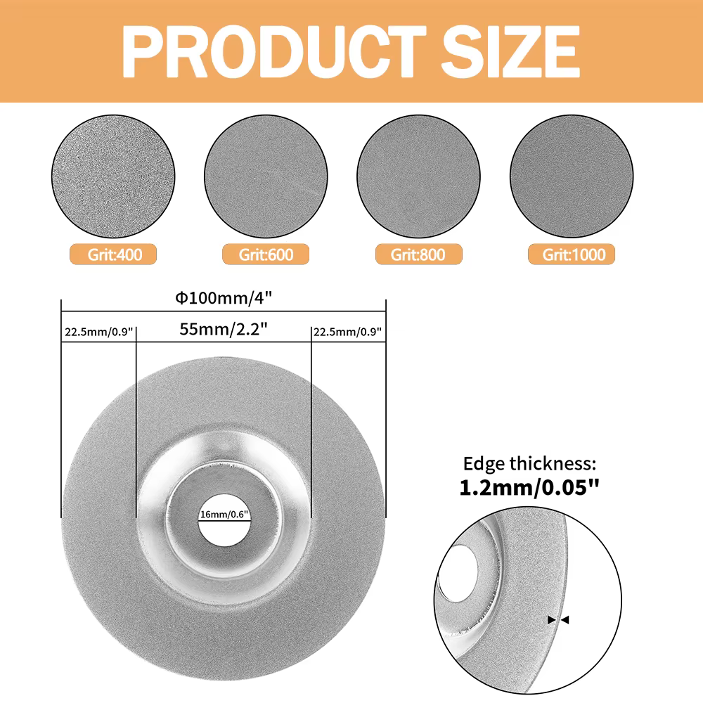 1pc diamant roue d'affûtage 100mm émeri disque d'affûtage disque abrasif 400-1000 grain pour meuleuse d'angle cuisine ciseaux outils