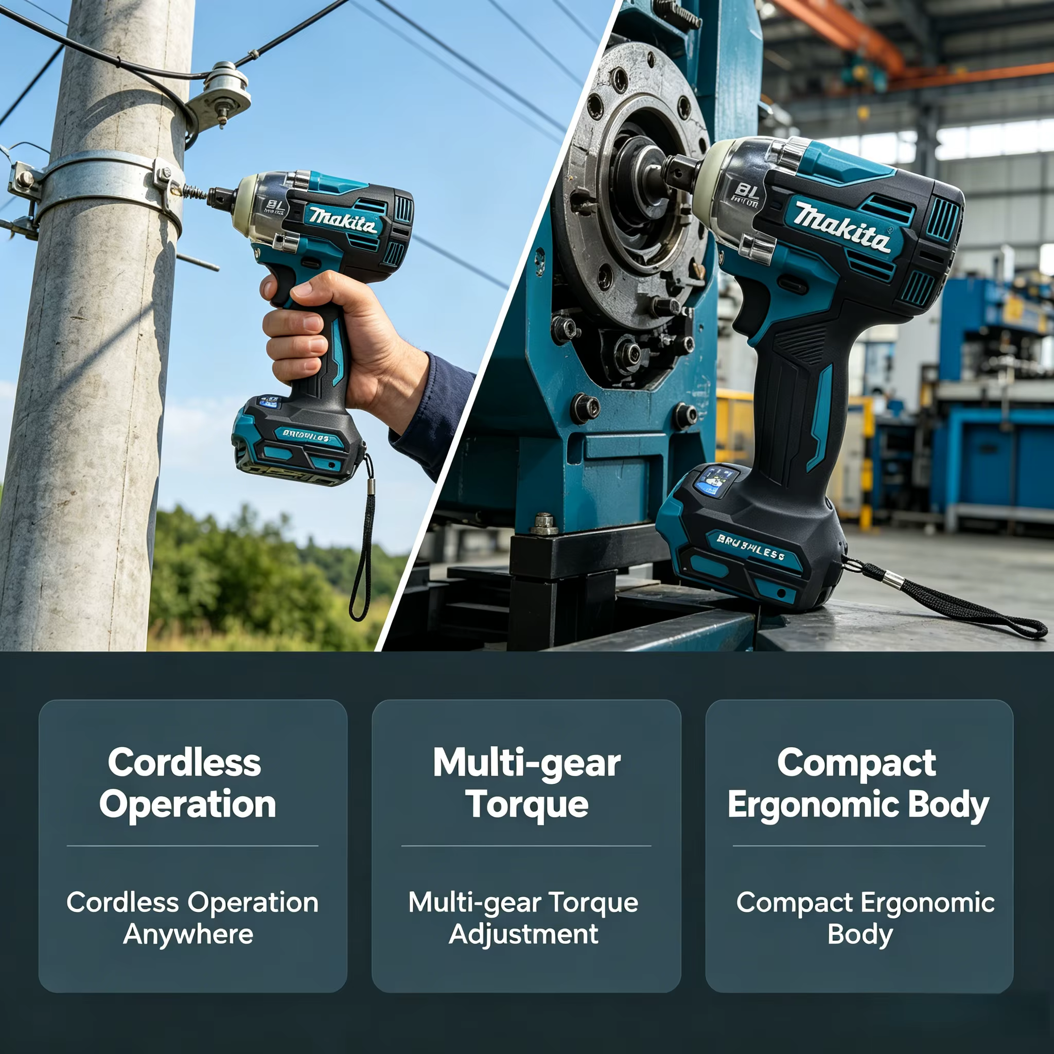 Makita Professional TW004G 18V Tournevis et perceuse électriques sans balais (sans batterie)
