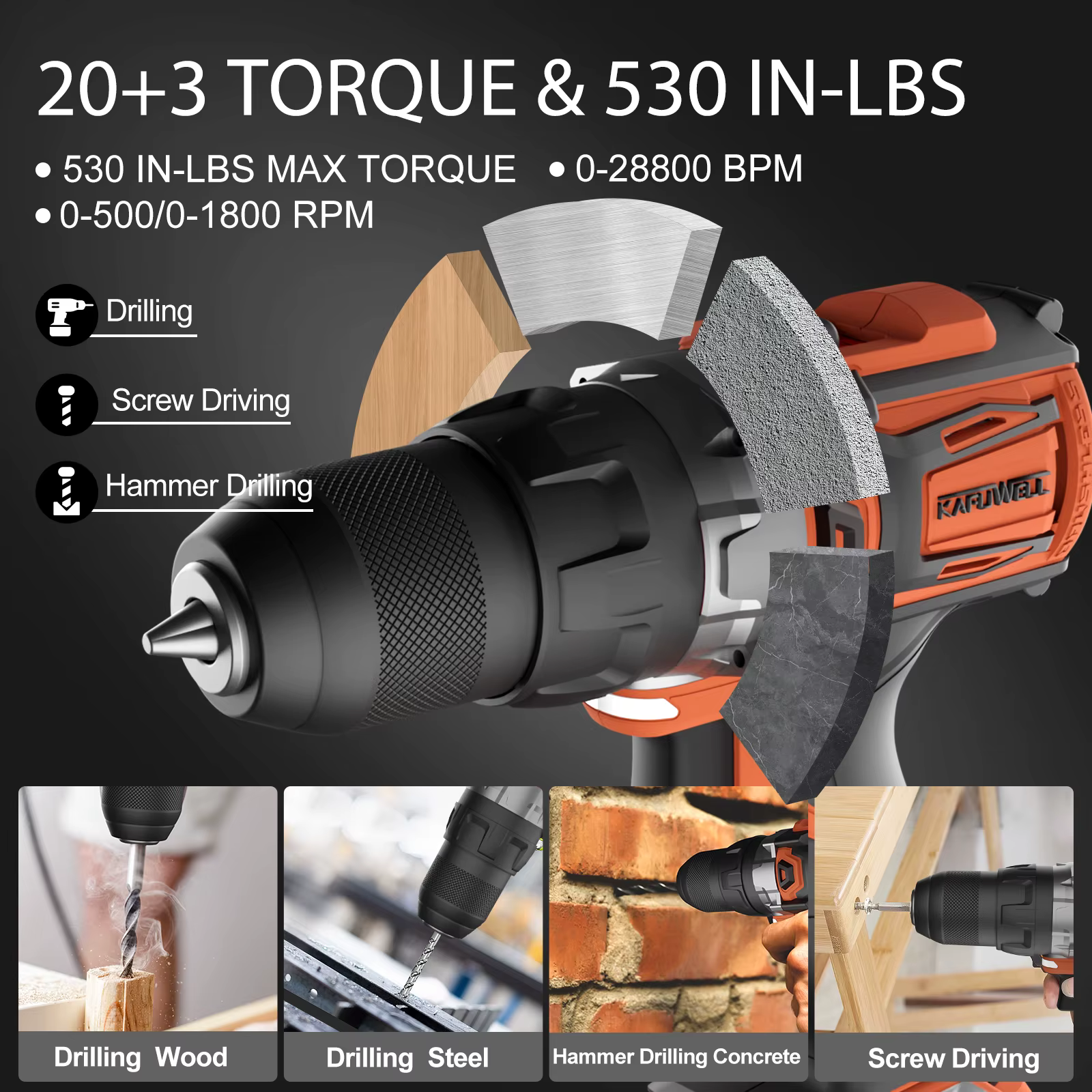 Perceuse sans fil personnalisée PA4501HB-W-2D-1