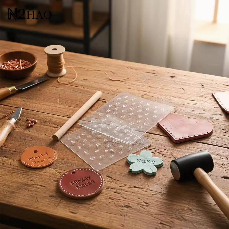 1 ensemble d'outils de marquage et d'impression sur cuir, poinçon de lettrage pour cuir, outil d'impression pour articles en cuir translucides, moule en cuivre à caractères mobiles