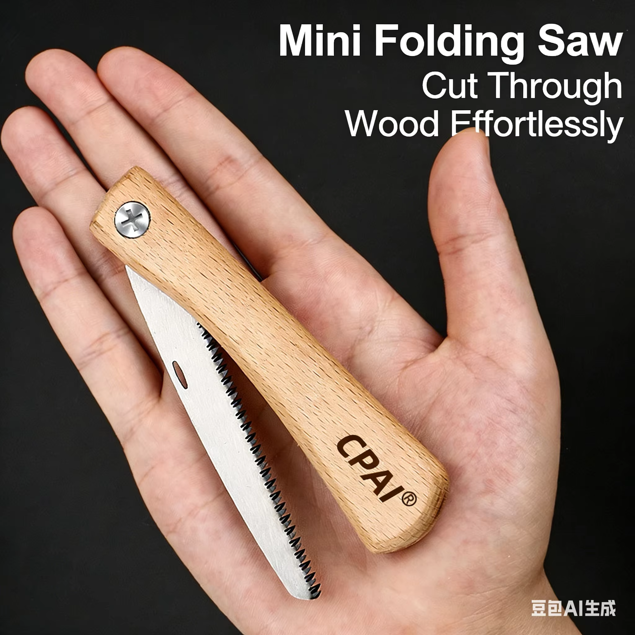 Mini scie pliante avec manche en bois de noyer
