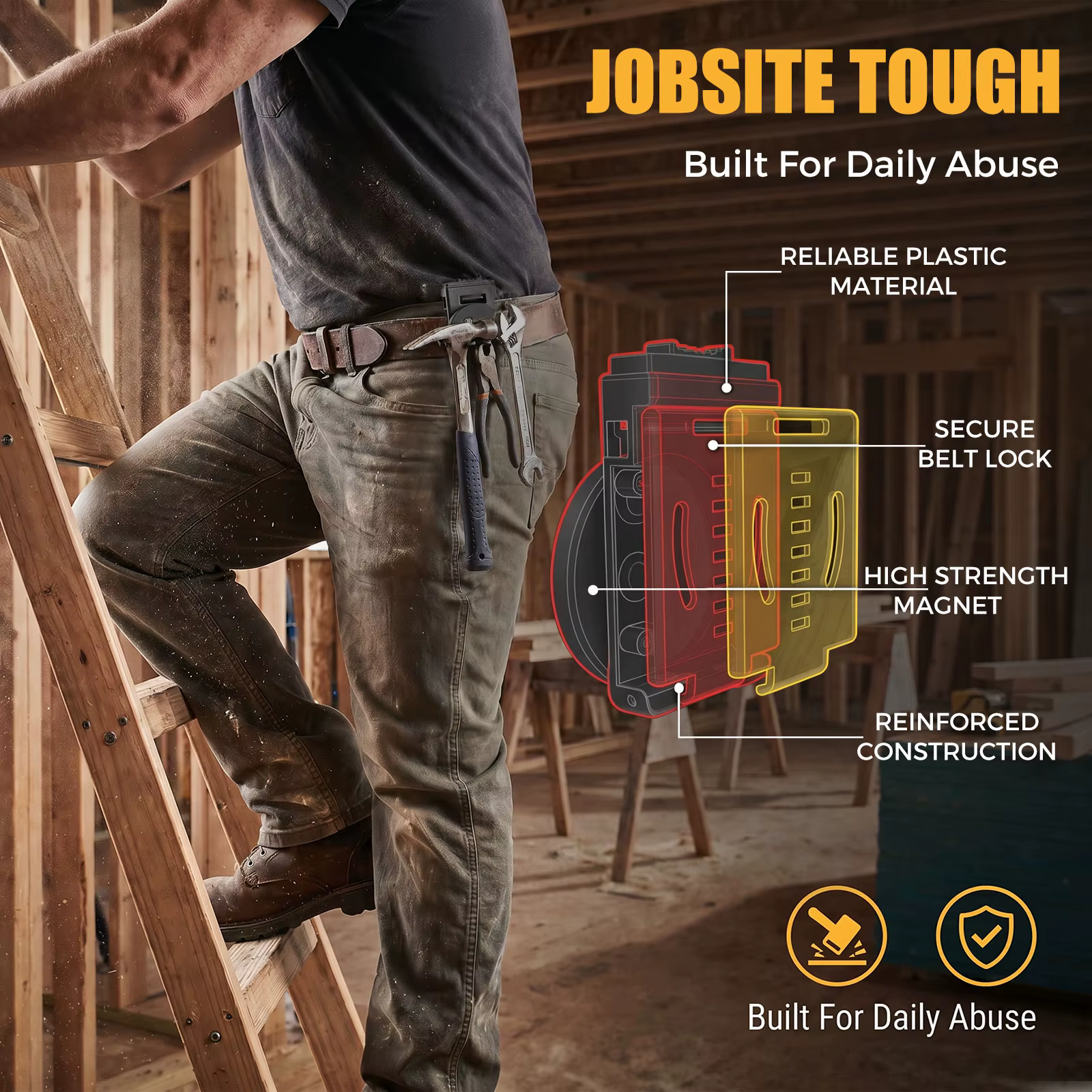 Clip magnétique robuste pour ceinture porte-outils