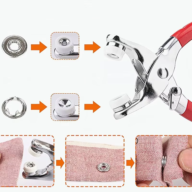 Kit de boutons-pression avec pince à pression manuelle, 50 boutons-pression métalliques pour la couture, les travaux manuels, les vêtements et les chapeaux