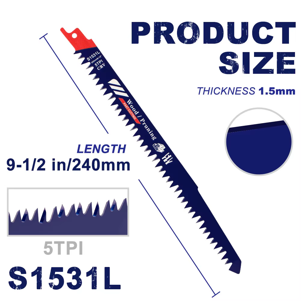 XCAN 1/5 lames de scie sabre S1531L 5TPI HCS 240mm pour le travail du bois