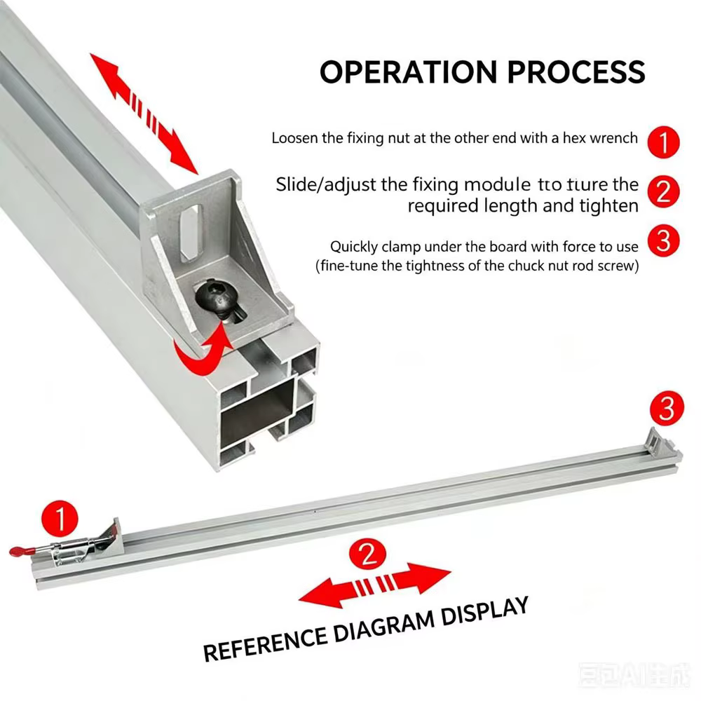 Système de rail de guidage pour scie circulaire électrique 60/100/120cm/135cm/150cm