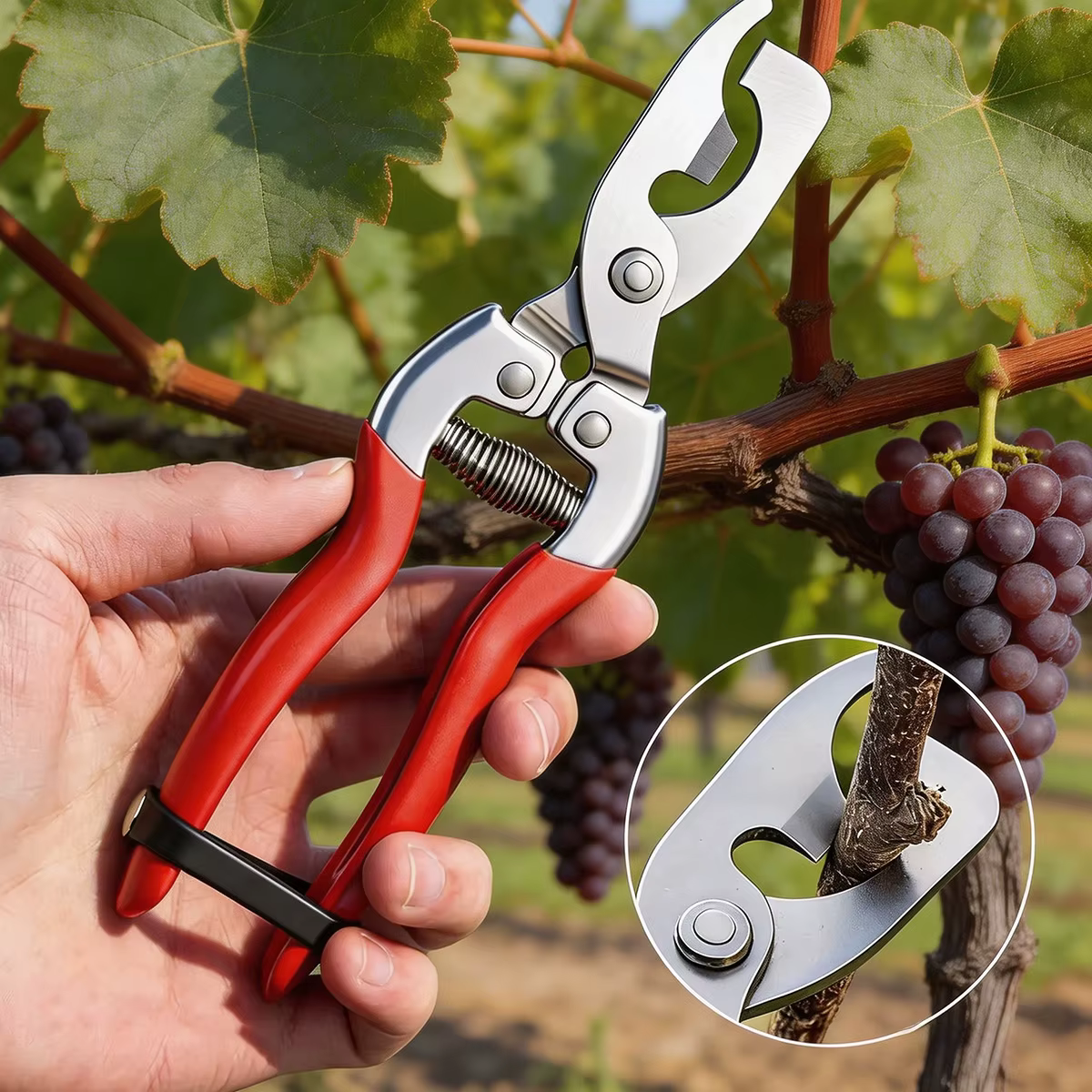 Sécateur multifonctionnel à double tête pour la taille des bourgeons, en acier inoxydable, pour la greffage et l'élagage des arbres fruitiers (pommiers, agrumes, vigne)