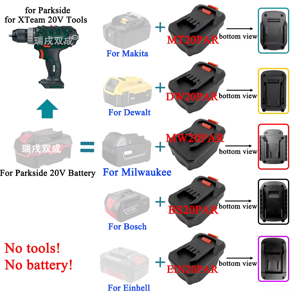Adaptateur de perceuse électrique pour outils Parkside 20V