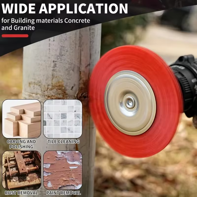 Brosse en nylon abrasive à fil métallique avec tige de 1/4 po pour perceuse