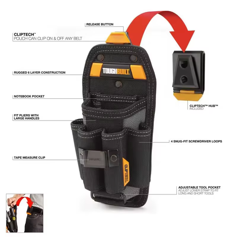 TOUGHBUILT TB-CT-36-L6 technique pochette à 6 poches grand sac d'emballage d'outils accessoires