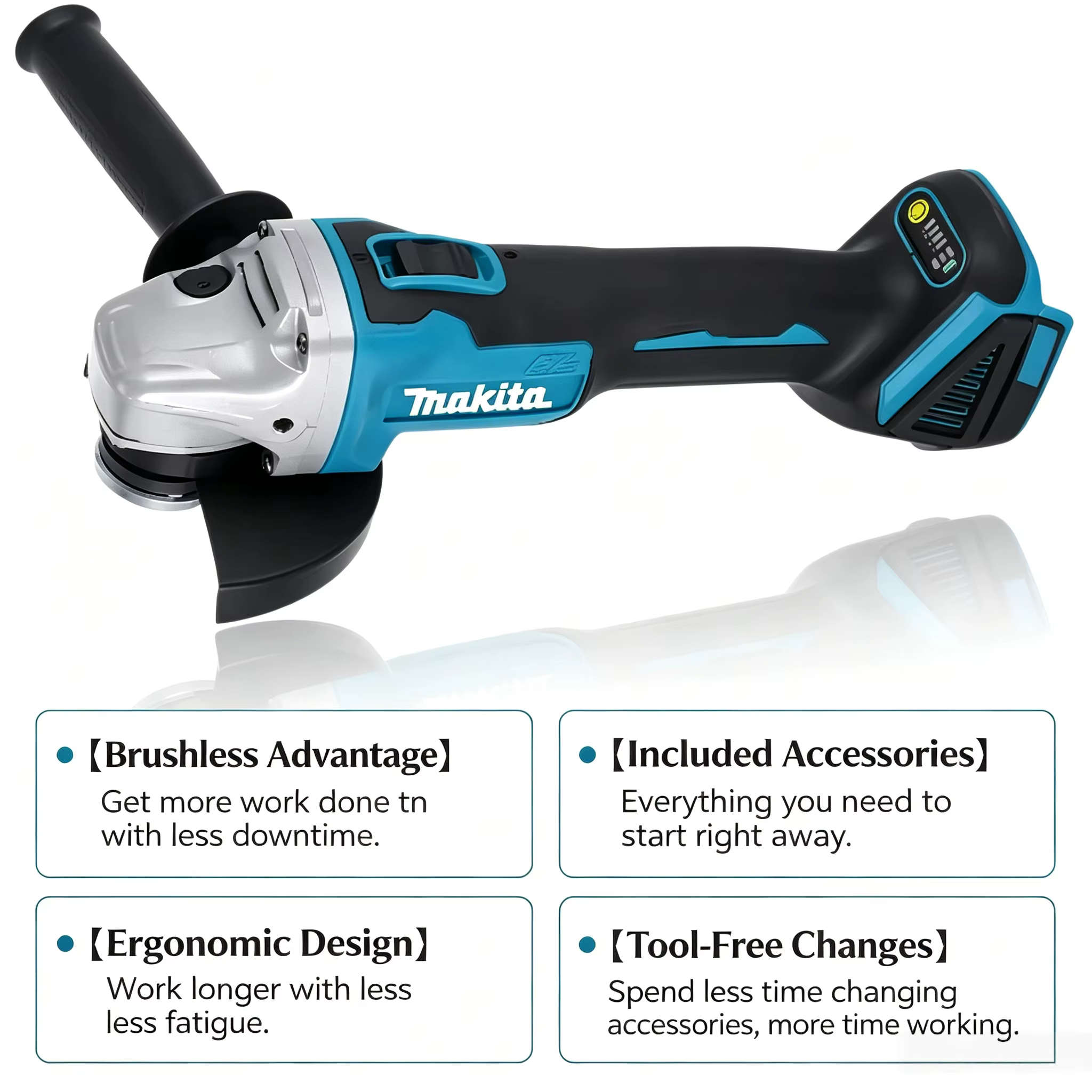 Meuleuse d'angle sans fil Makita DGA504 18V (125 mm) - Outil électrique au lithium multi-usage (machine nue)