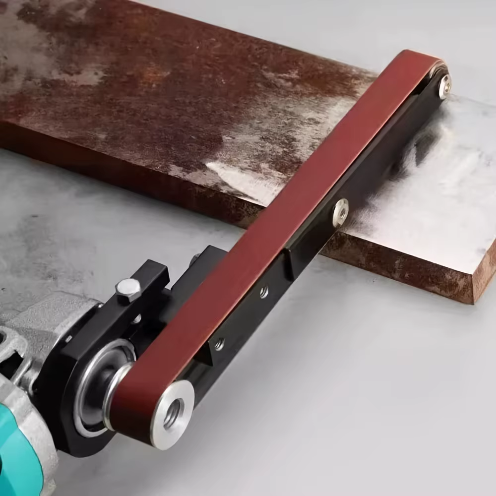 Support de modification pour meuleuse d'angle en ponceuse à bande avec 2 bandes de ponçage