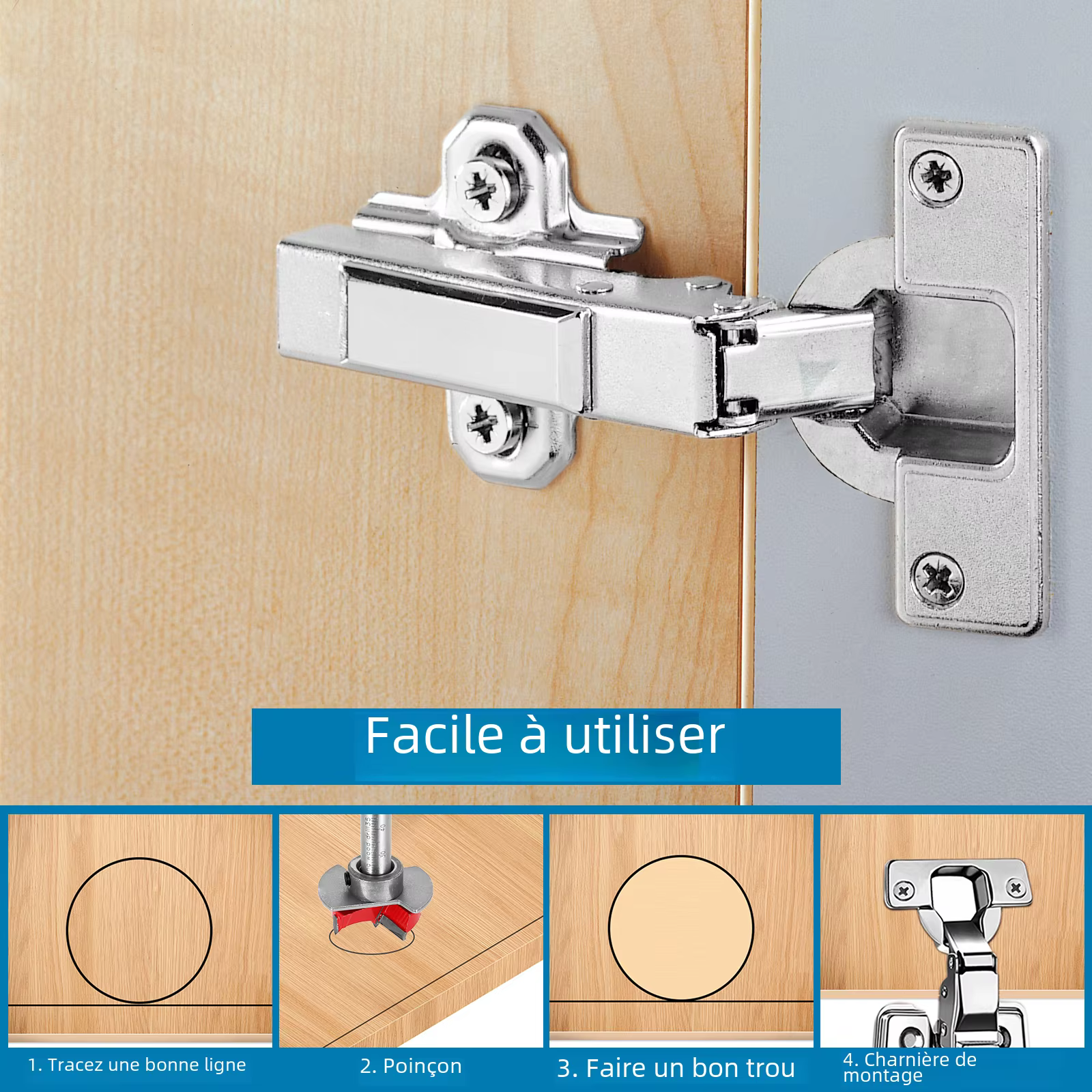 Gabarit de perçage de charnière dissimulé avec foret de 35mm