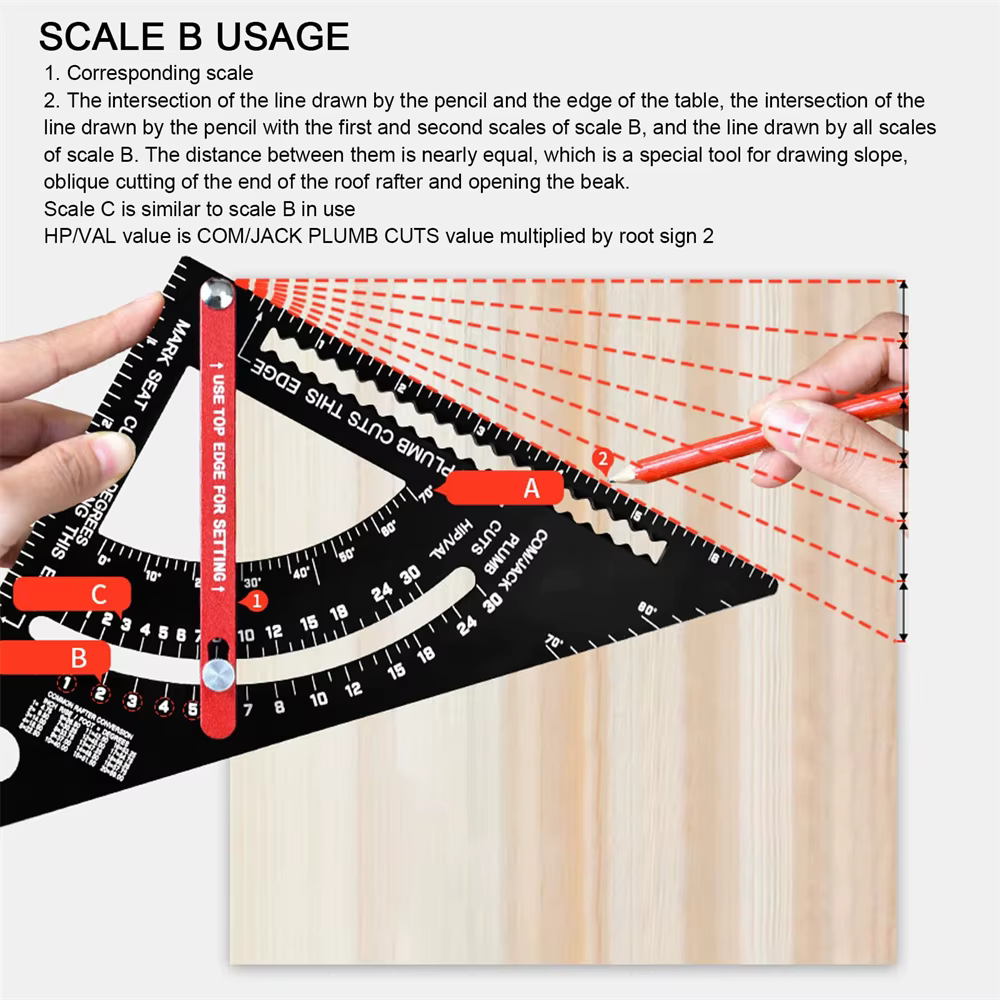 Règle triangulaire de menuiserie de 7 pouces