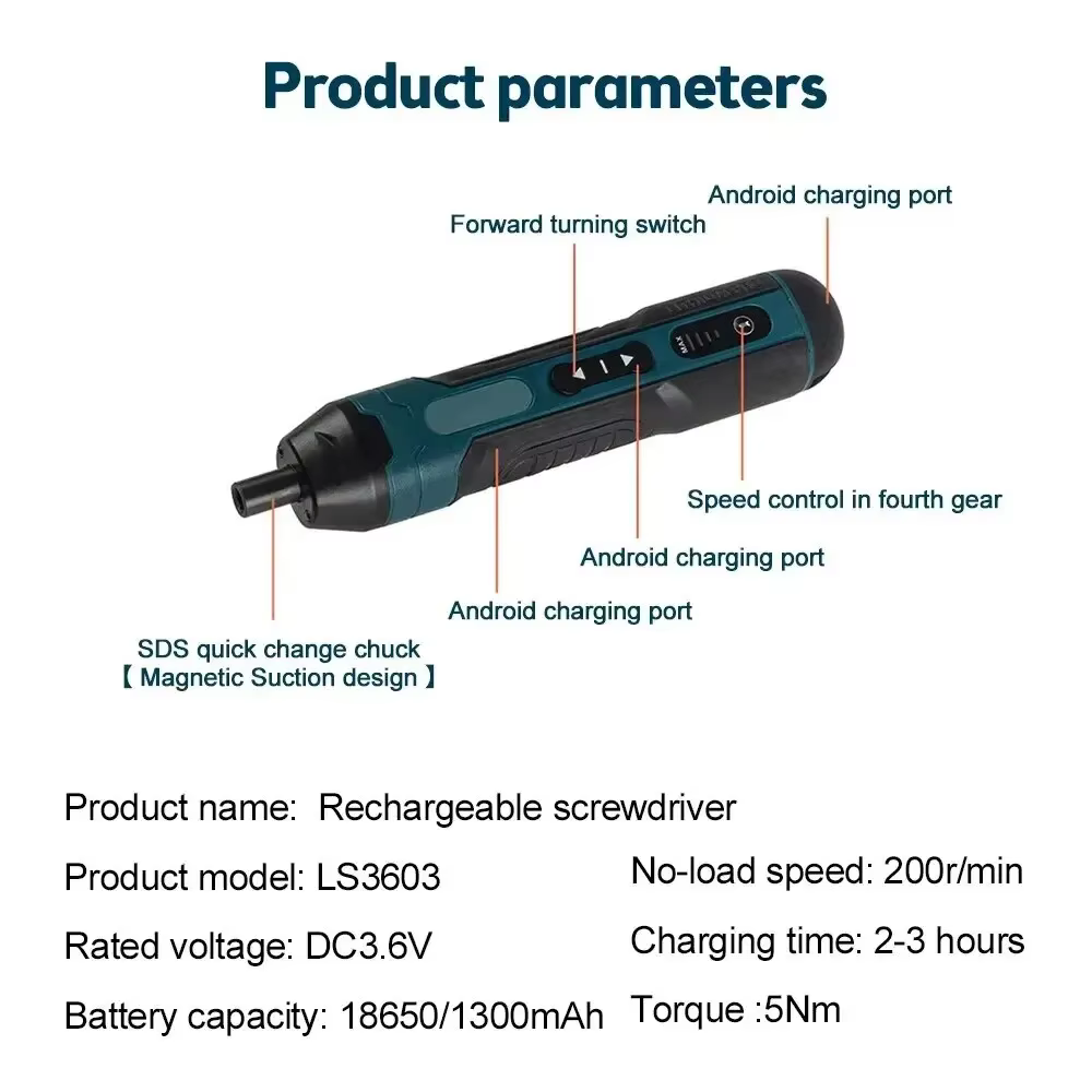 Mini tournevis électrique sans fil 1300mah