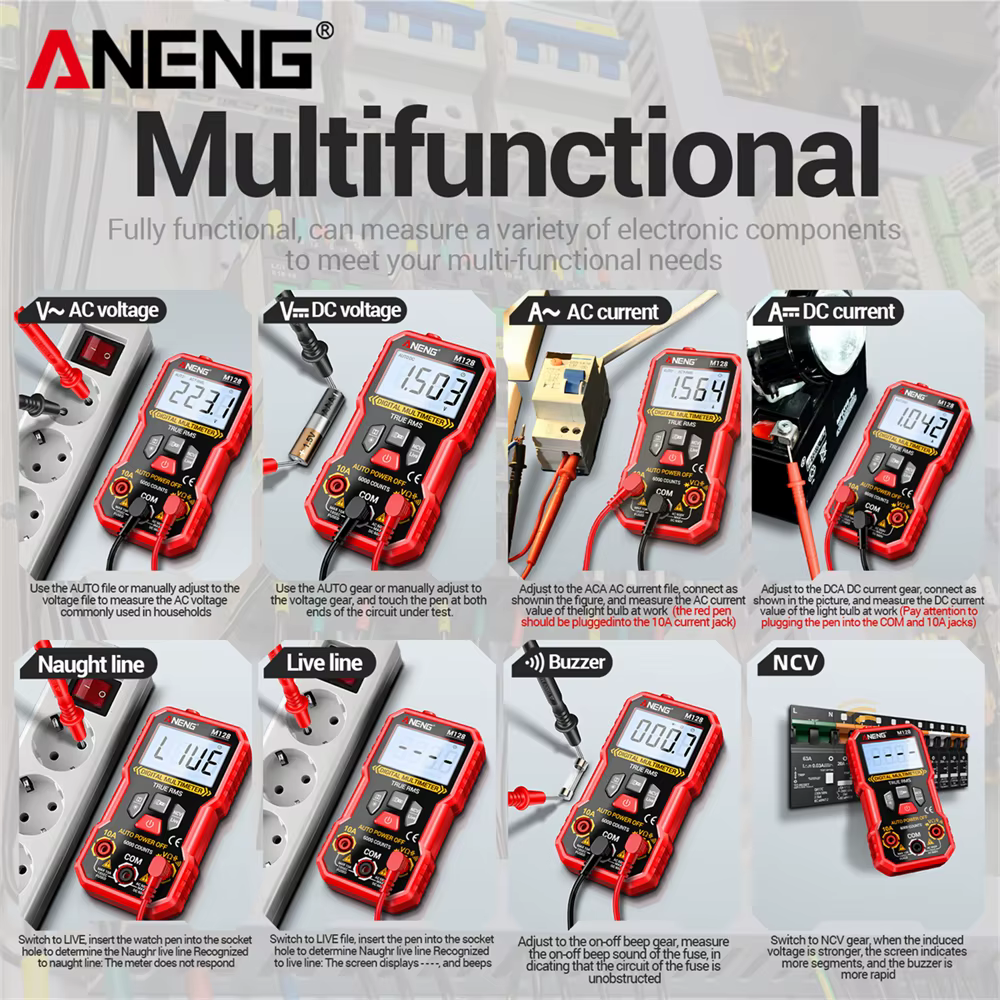Multimètre multifonction mini ANENG M128 6000 points de lecture