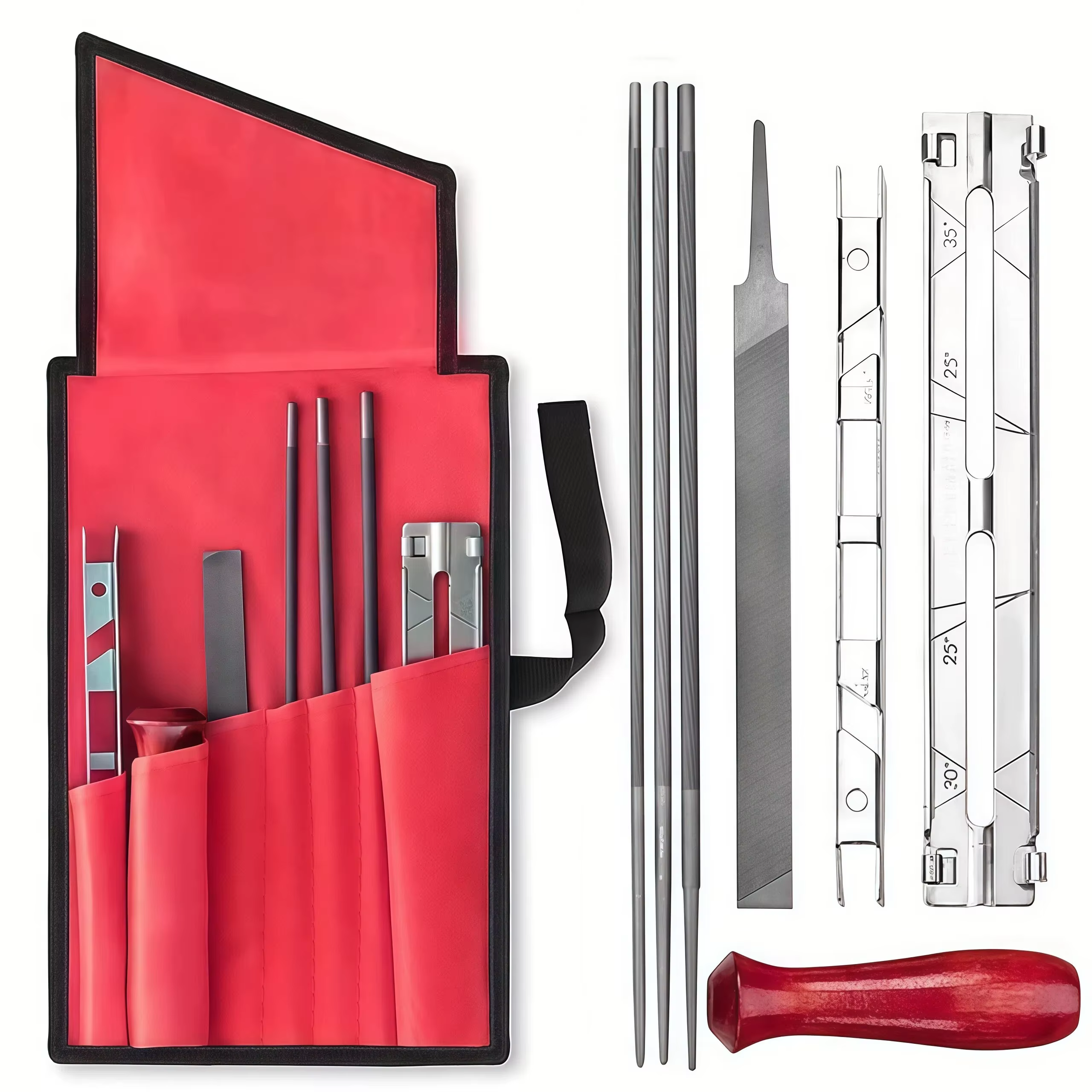 Kit d'affûtage de tronçonneuse – Ensemble de 9 pièces avec limes rondes (5/32"