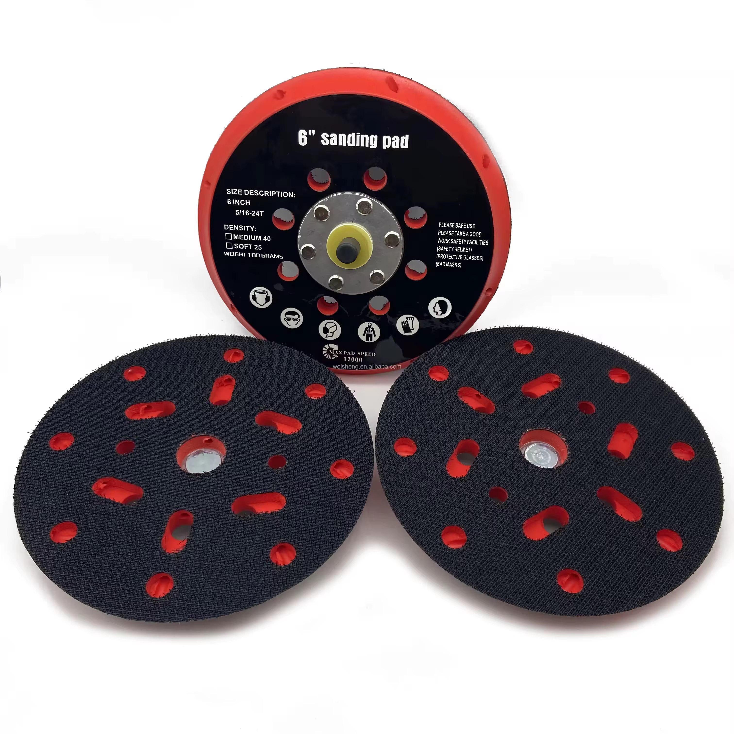 Disques de ponçage orbitaux de 6 pouces (150 mm) à 17 trous pour ponceuses orbitales