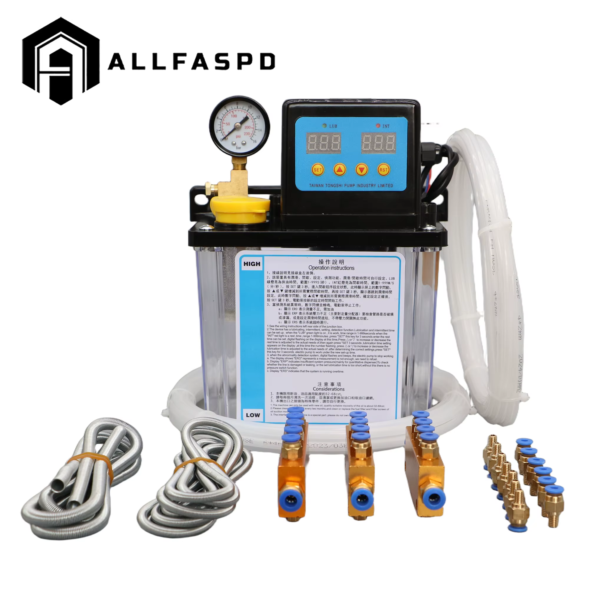 Kit de système de pompe de lubrification CNC 1L 2L AC220V AC110V 4mm 6mm pompe à huile de lubrification automatique graisse électrique pour Machine-outil CNC