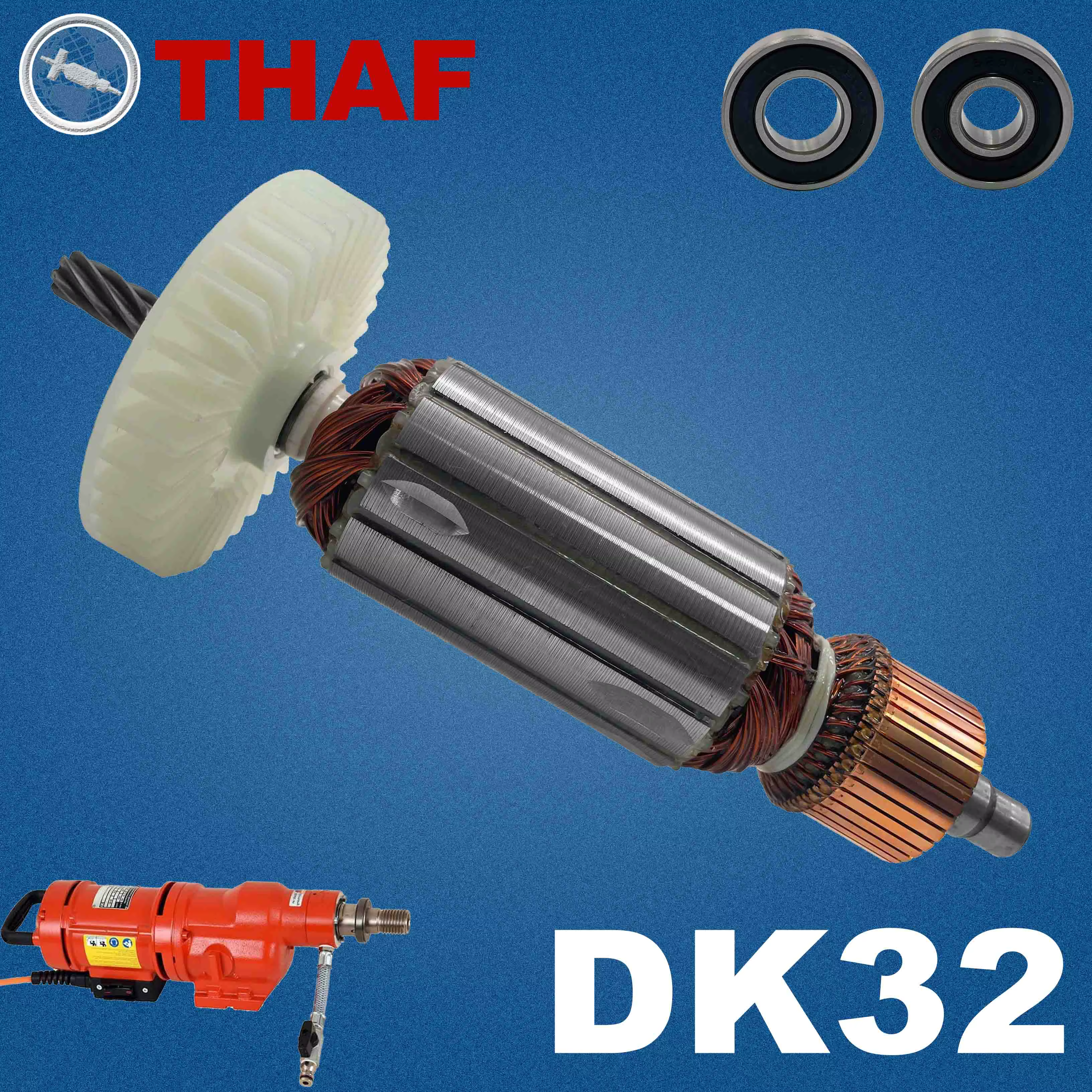 AC 220V 240V DK32 Induit Rotor pour WEKA Machine de forage Pièces de rechange Foreuse à cœur DK