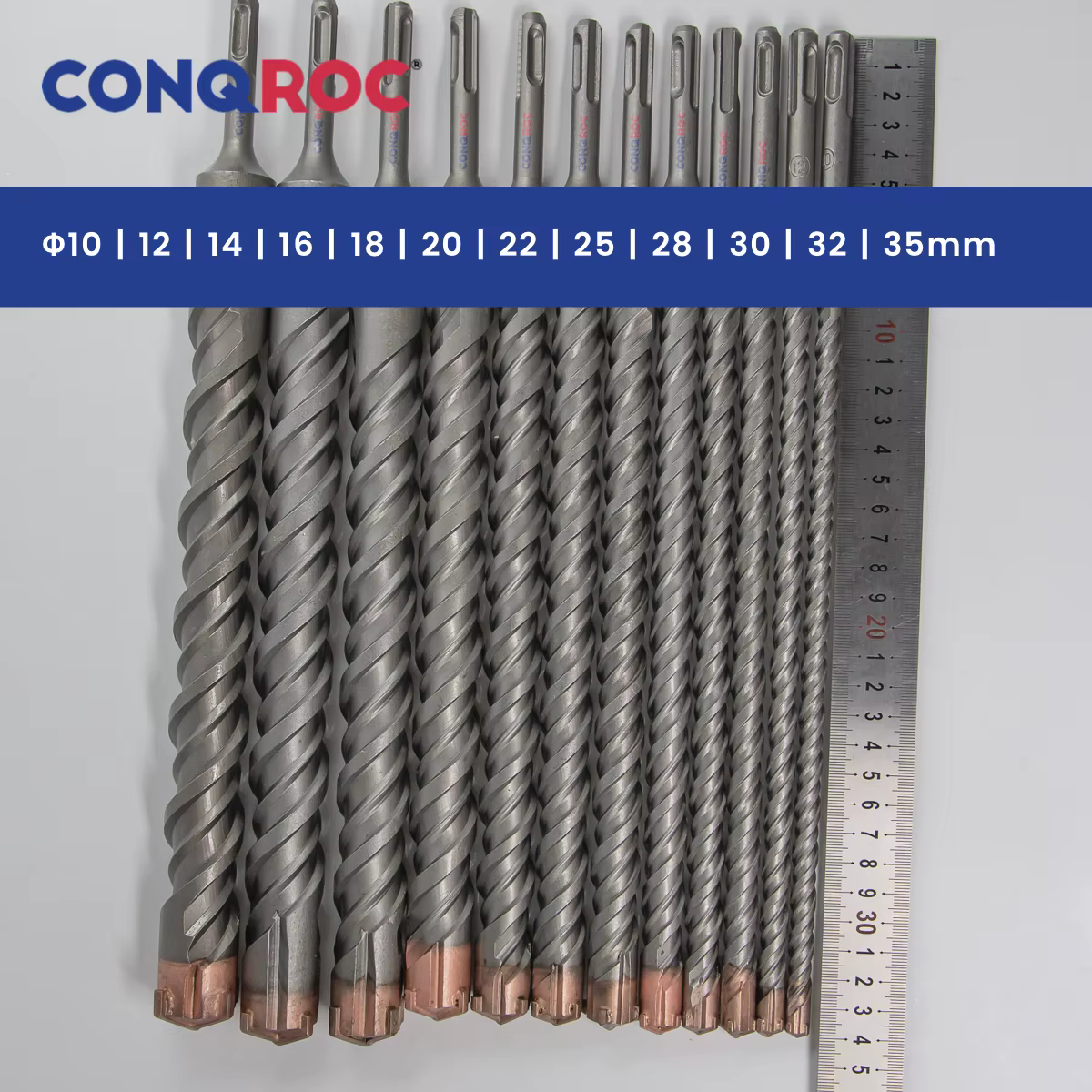 Foret à maçonnerie Long SDS Plus, longueur de tige-340 ~ 350mm, 12 options de diamètre-10 ~ 35mm, pointe croisée en carbure pour marteau électrique en tungstène