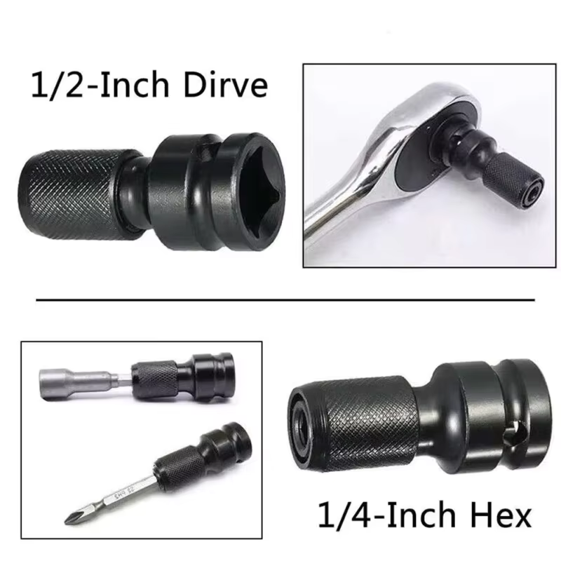 Adaptateur de mandrin de perceuse, adaptateur de douille hexagonale, entraînement 1/2" vers embouts de perçage à percussion 1/4", adaptateur de charge rapide pour outils électriques